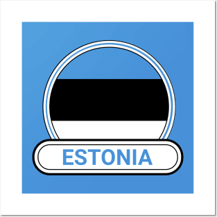 Estonia Country Badge - Estonia Flag Posters and Art